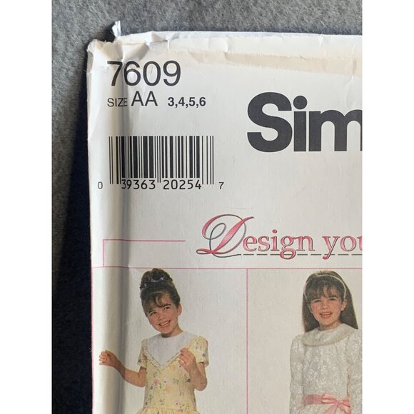 Simplicity Girls Dress Sewing Pattern Sz 3-6 7609 - Uncut - Picture 4 of 9
